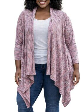 Old Navy Size XXL Cardigan Pink Multicolor Draped Open Front Stylish Knit